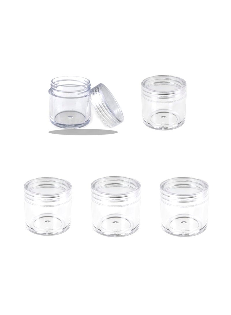 علب شفافة للتخزين، علب اكريلك دائرية لتخزين المكياج و مستحضرات التجميل، عدد 5 حبات من العلب الحافظة، حاويات صغيرة الحجم مع اغطية، برطمانات شفافة منظمة الشكل و مستديرة، علب شفافة مناسبة للسفر و تقسيم الكريمات و تنظيم منتجات التجميل، علبة اكرلك فارغة ، 4*3سم. - Image 5